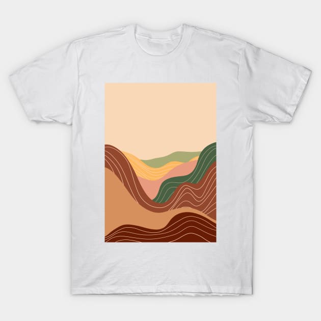 Modern Earthy Tones Mountains 16 T-Shirt by gusstvaraonica